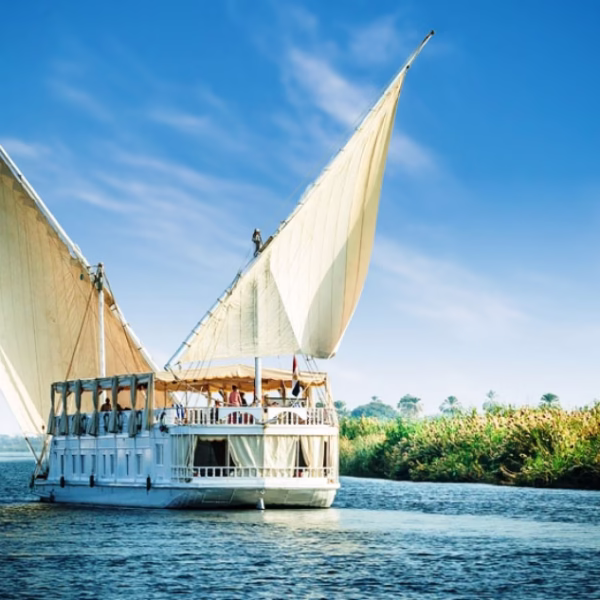 Amoura Dahabiya sailing on Nile during 5 Days Nile Cruise with Amoura Dahabiya