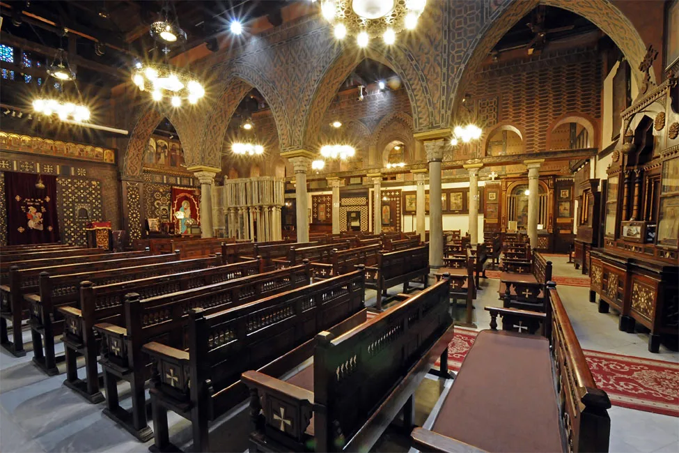 Historic Coptic church interior in Old Cairo