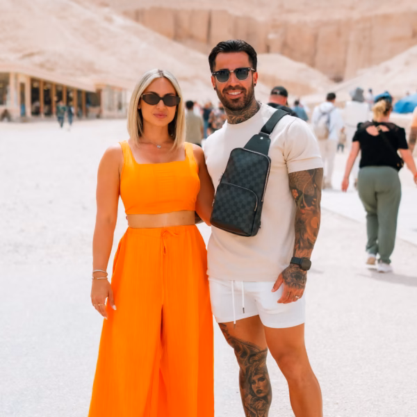 Couple at Valley of the Kings in Luxor during 3 Days Trip to Cairo Luxor & Aswan from Hurghada