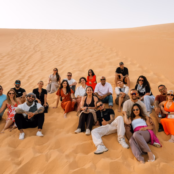 Group of travelers enjoying a desert safari experience in Egypt