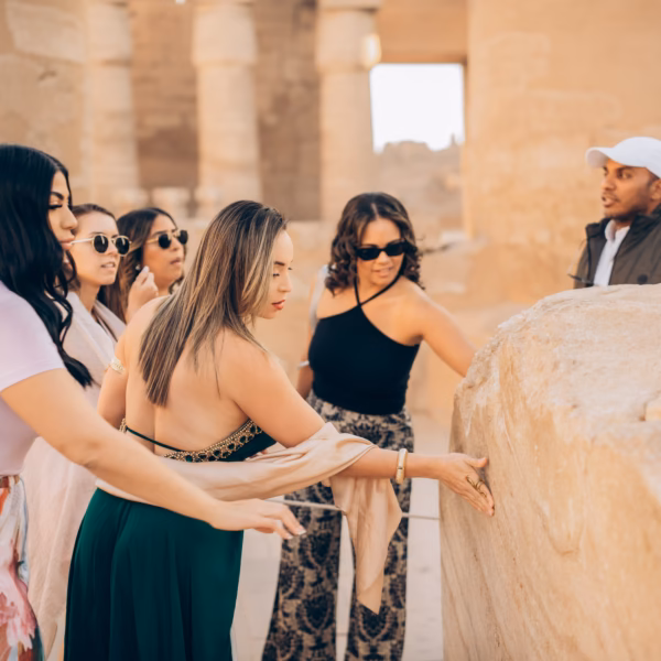 tourists Karnak Temple Luxor Egypt guided tour hypostyle hall columns
