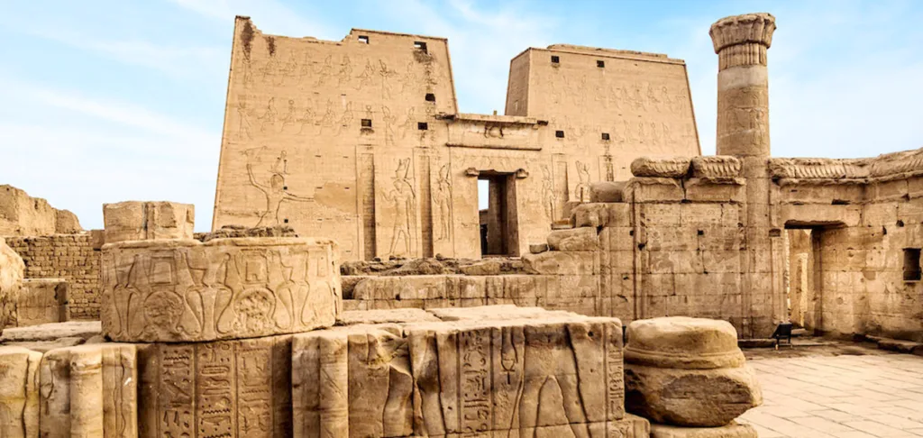 Ancient Edfu Temple dedicated to the god Horus in Egypt.