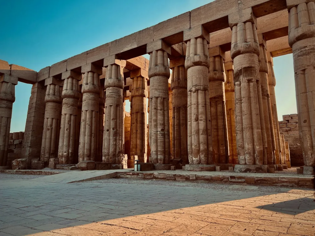 Ancient columns at Luxor Temple in Luxor, Egypt